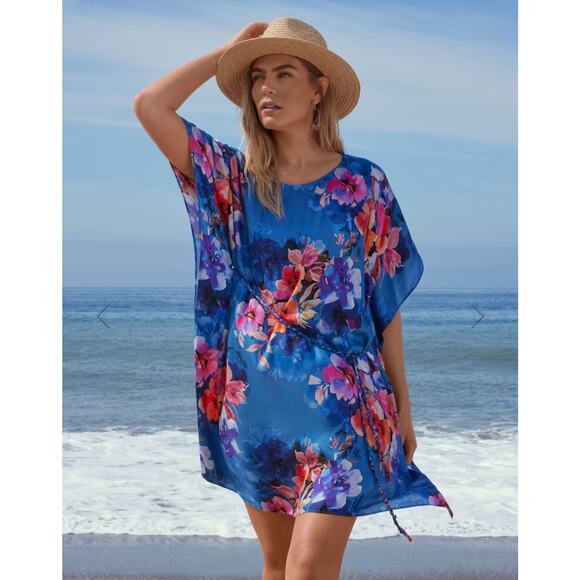 NEW W TAGS Johnny Was Women's SUMMER DAYS DRESS WITH BRAIDED TIE XS Floral Silk